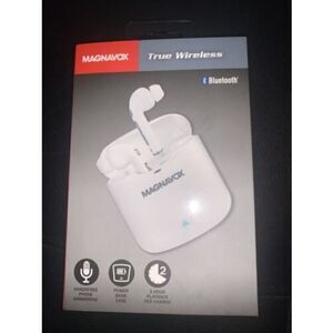 Magnavox True Wireless Bluetooth Earbuds With Power Bank Case MBH570, White. NIB
